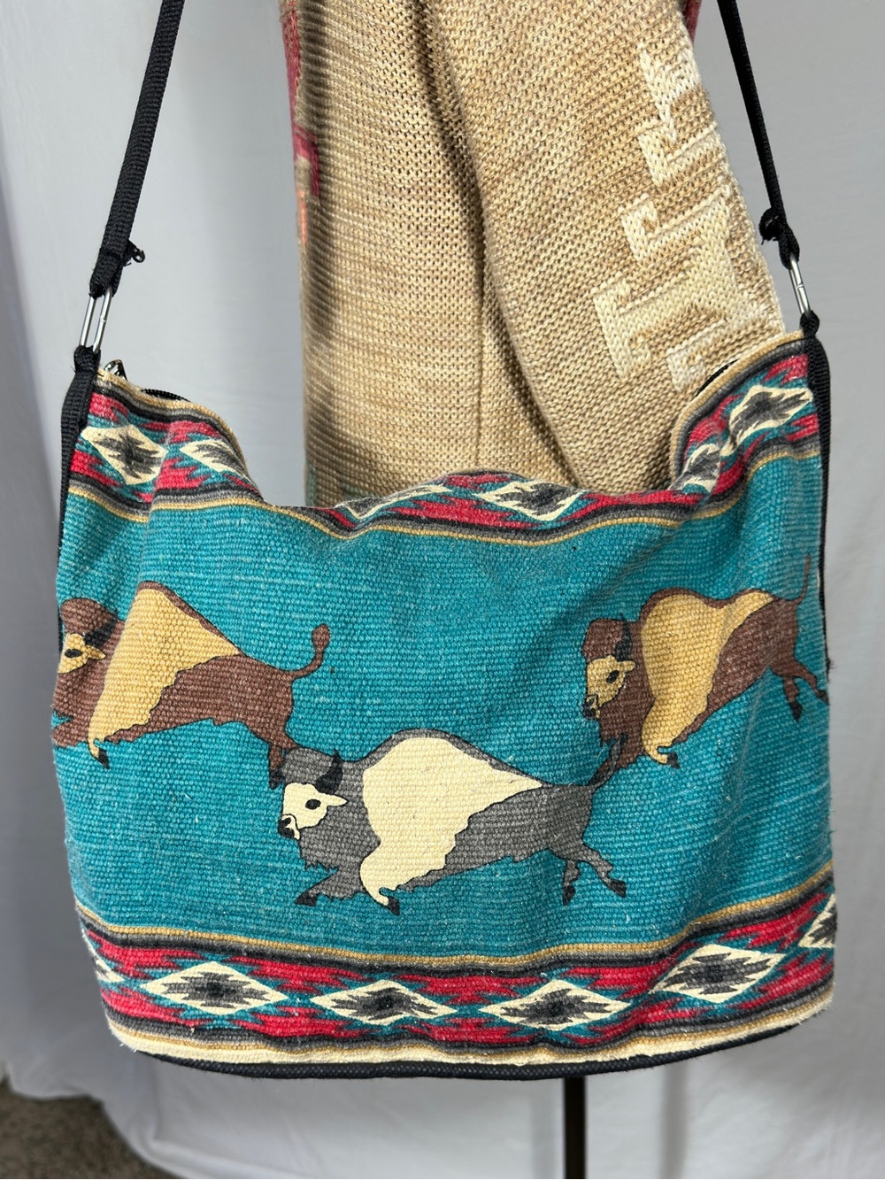Southwest Buffalo Tapestry Shoulder Bag Boho Western Boho Crossbody Purse